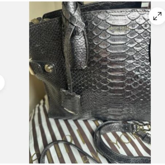 Henri Bendel Black Snakeskin Tote - Picture 3 of 16